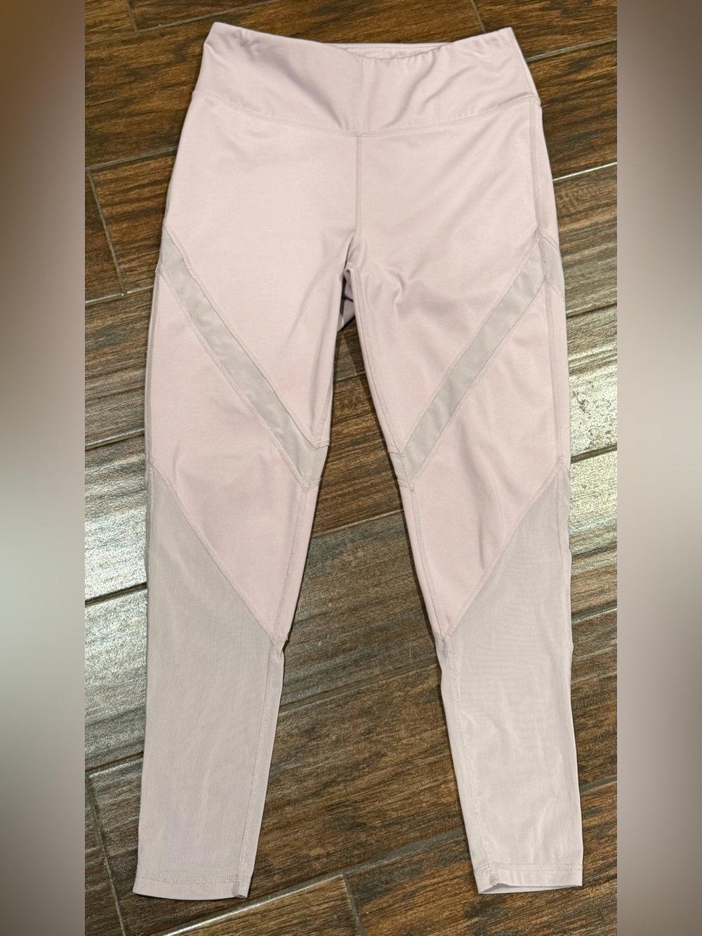 High-Waist Mesh Detail Leggings - Dusty Rose